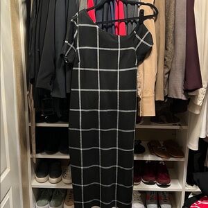 The Vanity Room Black and White Plaid Dress